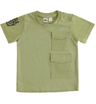 T-shirt bambino in 100% cotone con doppia tasca ido