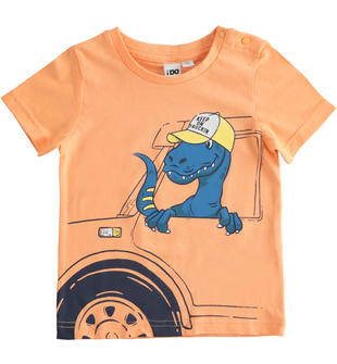 T-shirt bambino in 100% con dinosauro ido ARANCIO-1932