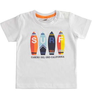 T-shirt  bambino 100% cotone stampa surf ido BIANCO-0113