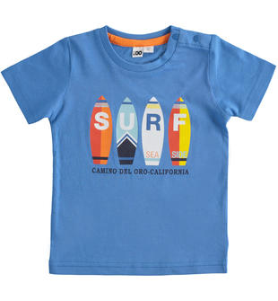 T-shirt  bambino 100% cotone stampa surf ido TURCHESE-3733