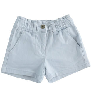 Shorts bambina in twill stretch con vita arricciata ido AZZURRO-3811