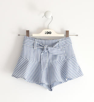 Pantaloni bambina corti fantasia a righe 100% cotone ido