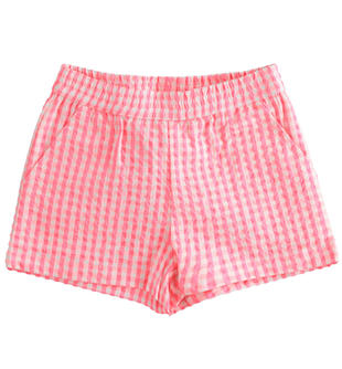 Pantaloni corti bambina fantasia check ido FUXIA FLUO-5837