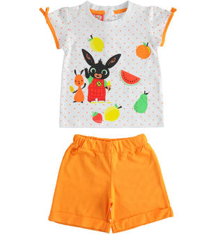 Completo bambina 100% cotone Bing e Flop ido BIANCO-ARANCIO-6TF8