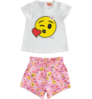 Completo Emoji bambina in jersey stretch con stampa ido BIANCO-0113