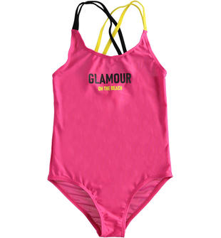 Costume da bagno bambina spalline bicolor ido FUXIA-2445