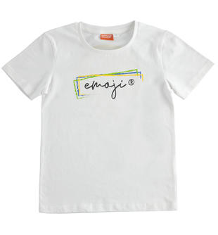 T-shirt per bambino stampa Emoji diverse ido BIANCO-0113