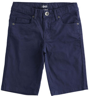 Pantaloni bambino corti in twill stretch slim fit ido NAVY-3854