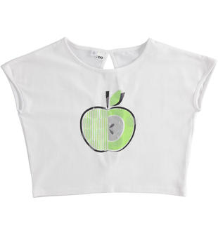 T-shirt bambina in jersey stretch con pailettes ido