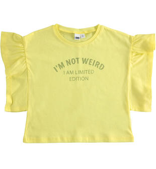 T-shirt bambina in 100% cotone con stampa ido GIALLO-1417