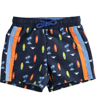 Costume mare bambino stampa palme e surf ido BLU-ARANCIO-6TG4
