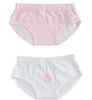 Kit due coulotte per bambina 100% cotone ido ROSA-BIANCO-8001