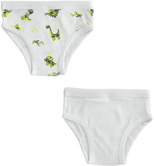 Slip intimo per bambino 100% cotone ido BIANCO-VERDE ACIDO-8121