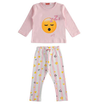 Pigiama bambina due pezzi Emoji ido ROSA-2715