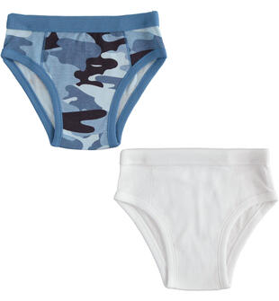 Set slip ragazzo in cotone ido BIANCO-AZZURRO-8023