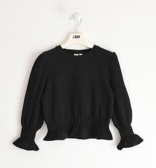Maglia ragazza con arricciatura ido NERO-0658
