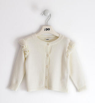 Cardigan bambina con balze ido PANNA-0112