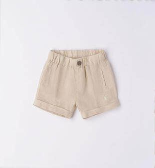 Elegante pantalone corto neonato in lino ido