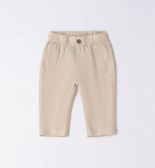 Pantalone lungo neonato in lino ido BEIGE-0451