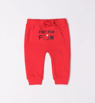 Pantalone neonato in felpa con tasca ido ROSSO-2236