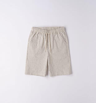 Pantalone corto ragazzo rigato ido BEIGE-0451