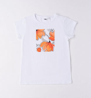 T-shirt ragazza con fiori ido BIANCO-0113