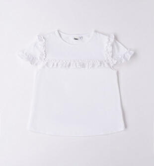 T-shirt ragazza con ruches ido BIANCO-0113