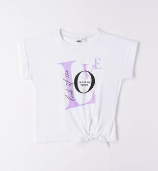 T-shirt ragazza con nodo ido BIANCO-0113