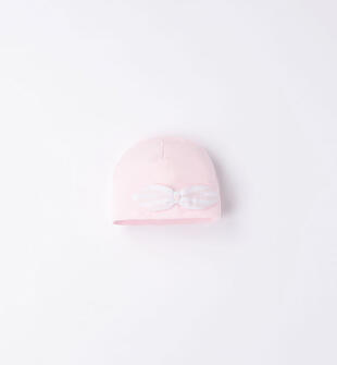 Cappello cuffia neonata con fiocco ido ROSA-2512