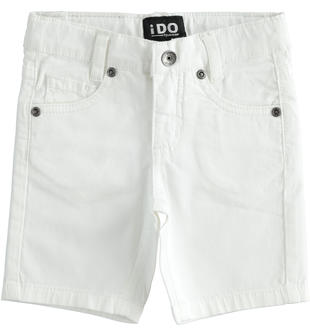Pantalone corto in twill stretch con vita regolabile ido BIANCO-0113