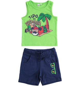 Comodo completo due pezzi bambino 100% cotone ido VERDE-BLU-8014