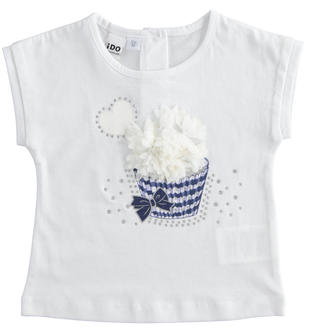 T-shirt bambina manica corta 100% cotone stampa monocromatica ido