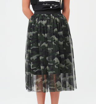 Gonna in tulle stampato camouflage ido