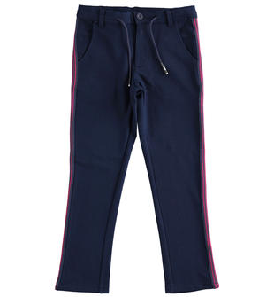 Pantalone bambino in felpa di cotone stretch vestibilità slim ido NAVY-3885