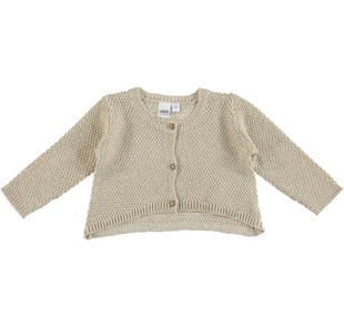 Cardigan bambina in tricot lurex misto viscosa effetto trinato ido