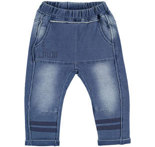 Pantalone in felpa denim con sabbiature modello cavallo basso per bambino  da 6 mesi a 7 anni iDO - Miniconf Shop