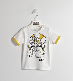 T-shirt 100% cotone con grintosa stampa ido BIANCO-0113