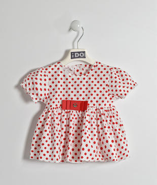 Camicia a pois 100% cotone con fiocco ido BIANCO-ROSSO-6GA4