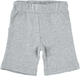 Pantalone corto tinta unita 100% cotone ido GRIGIO MELANGE-8992