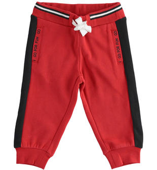 Pantalone in felpa garzata con bande laterali  ROSSO-2253