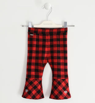 Leggings fantasia check con particolare fondo gamba  ROSSO-2253