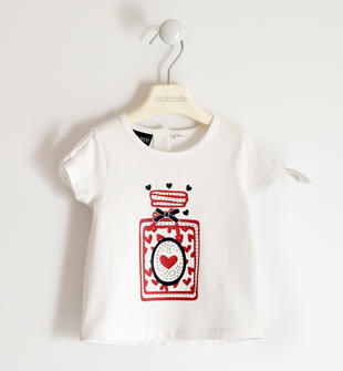 T-shirt con cuori e lacci annodati sulla manica  BIANCO-0113