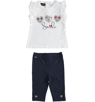 Completo maxi t-shirt e leggings pinocchietto con paillettes  BIANCO-0113