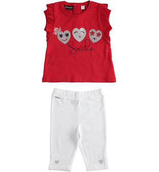 Completo maxi t-shirt e leggings pinocchietto con paillettes  ROSSO-2253
