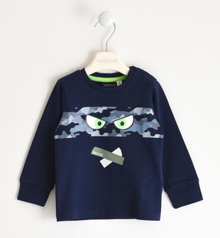 Girocollo in jersey con stampa camouflage  NAVY-3854