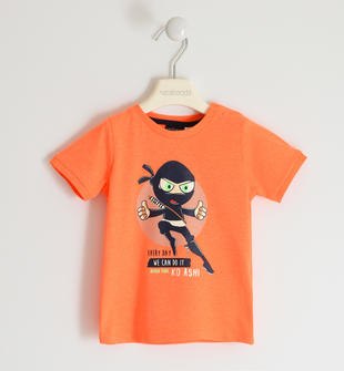 T-shirt con stampa Ninja  ARANCIO FLUO-5821