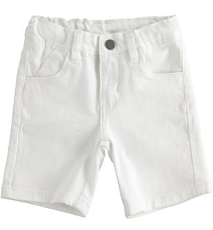 Pantalone corto in twill stretch di cotone  BIANCO-0113