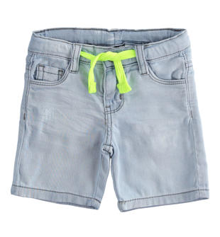 Pantalone corto in denim maglia di cotone  BLU CHIARO LAVATO-7310