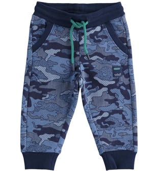 Pantalone in felpa garzata camouflage  PANNA-BLU-6RC6