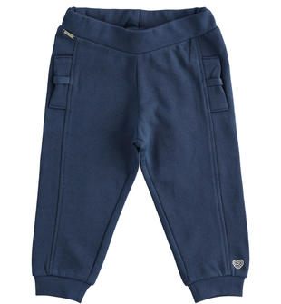 Pantalone in felpa 100% cotone organico con fiocchi  NAVY-3854